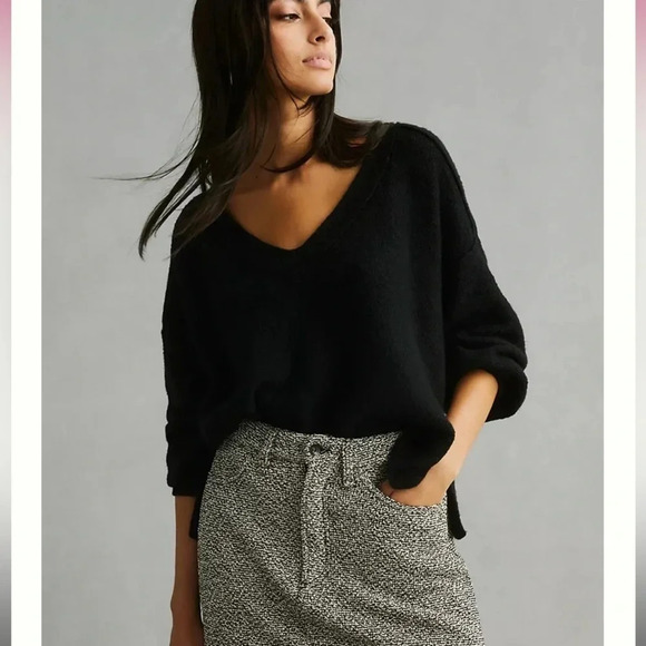 Anthropologie Pilcro Deep V Black Sweater - Picture 1 of 12
